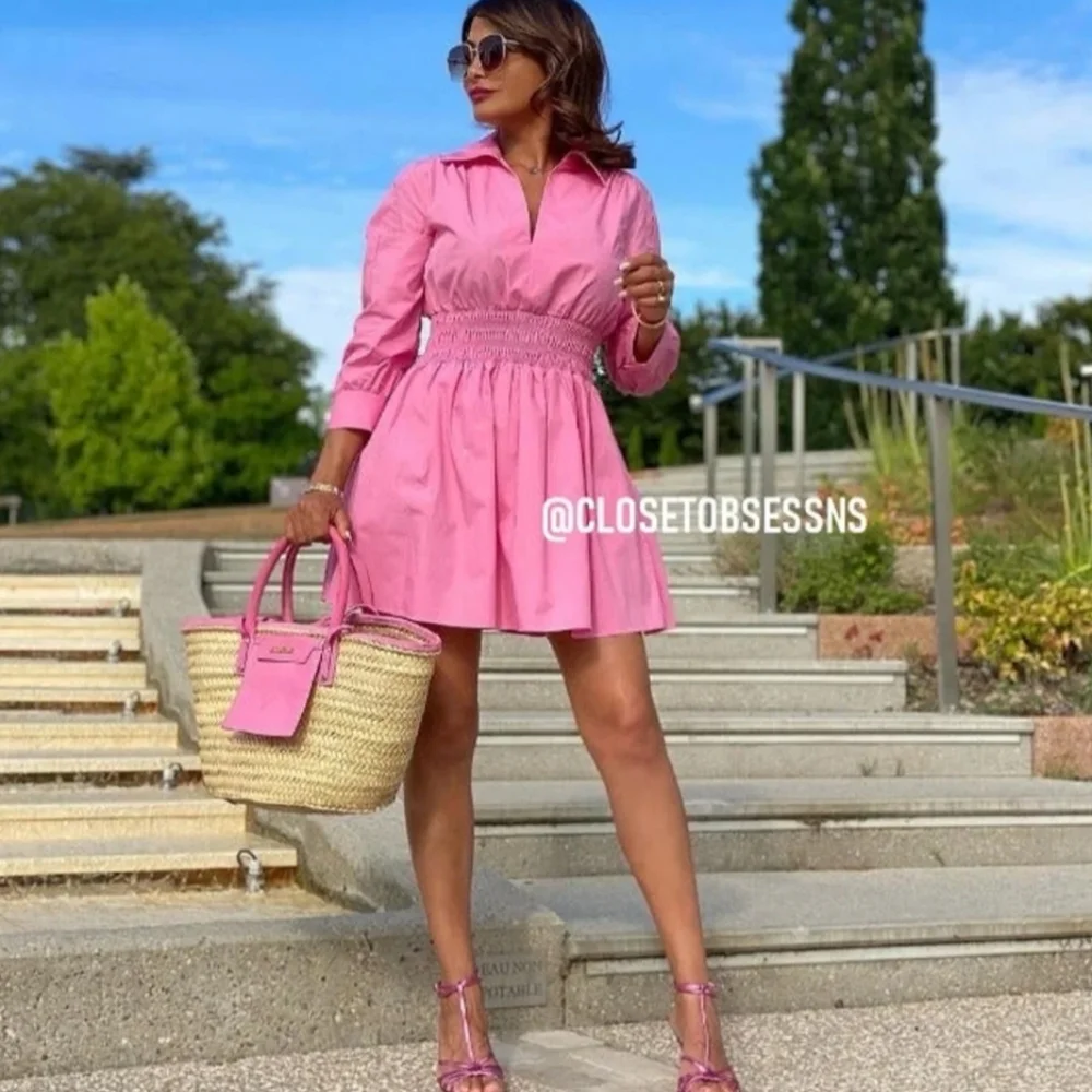 Zara * Pink Mini Poplin Dress  Size XS